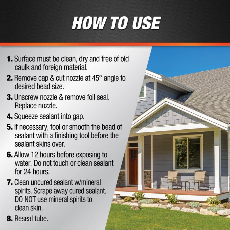 DAP 100% Silicone Rubber Window, Door, and Siding Sealant, White 2.8 Oz (7079800752) - Image 3